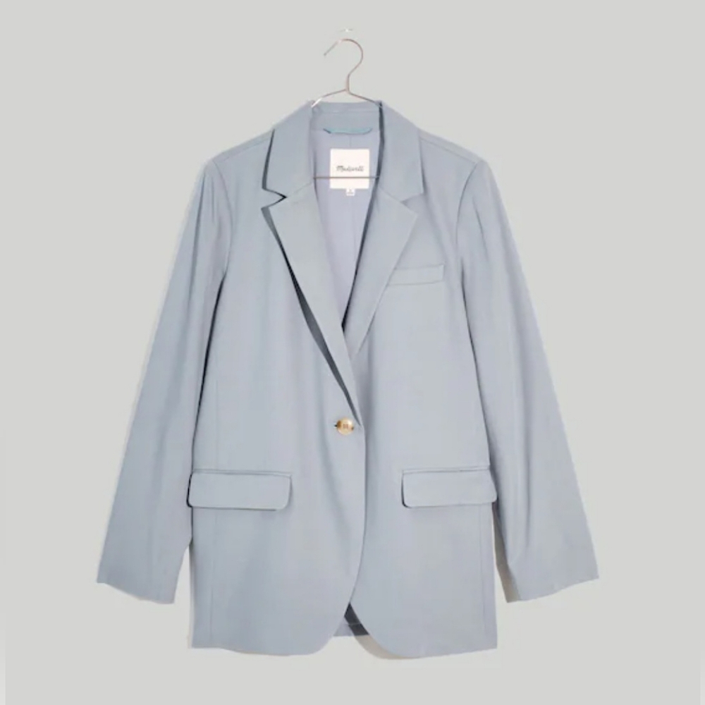 NWT Madewell Light Gray Larsen Blazer In Drapeweave Sz‎ 3X